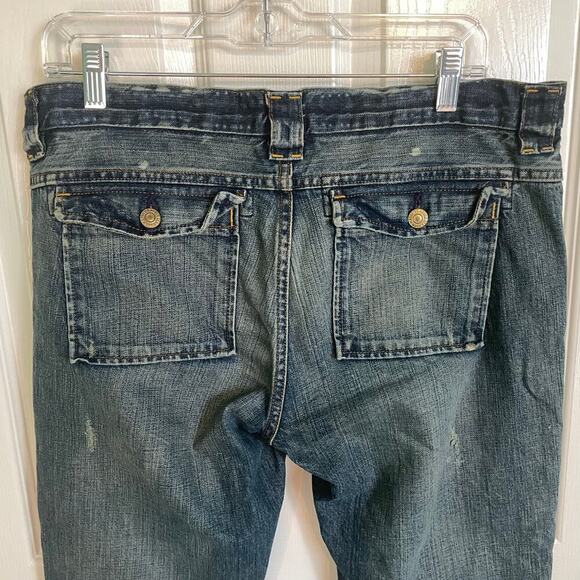 Polo Ralph Lauren Whitney Cropped Surplus Jeans Y2k Style Distressed Women's 12 - Picture 7 of 9